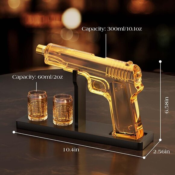 Gifts for Men Dad, 10.1 Oz Whiskey Decanter Set with 2 shot glasses and display - Picture 2 of 12